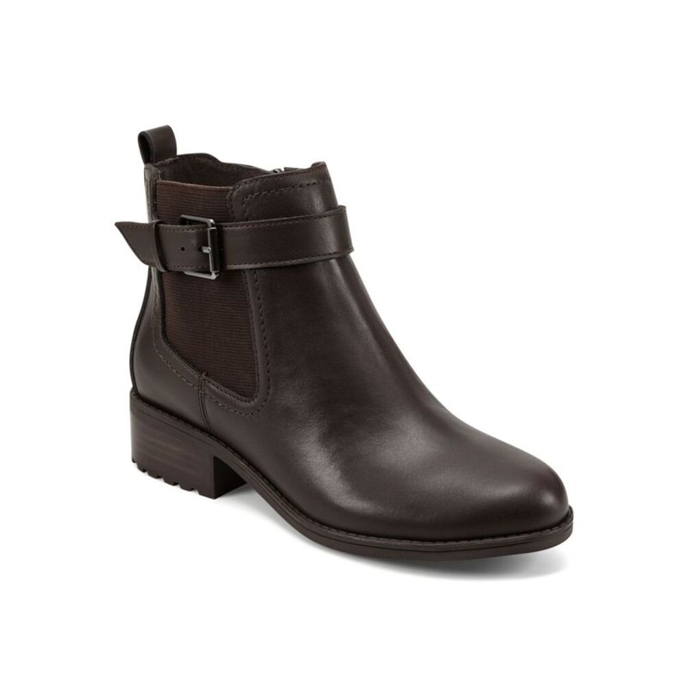 EASY SPIRIT Womens Brown Rae Round Toe Zip-Up Leather Booties 5.5 M